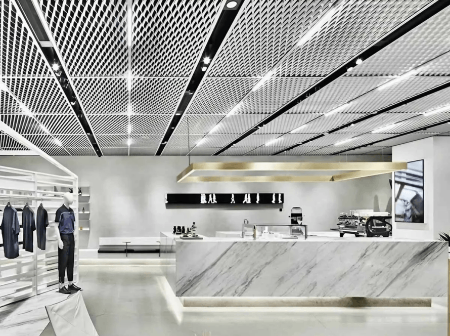 Fbrication feito sob encomenda expandido de alumínio dos painéis de teto da malha do metal