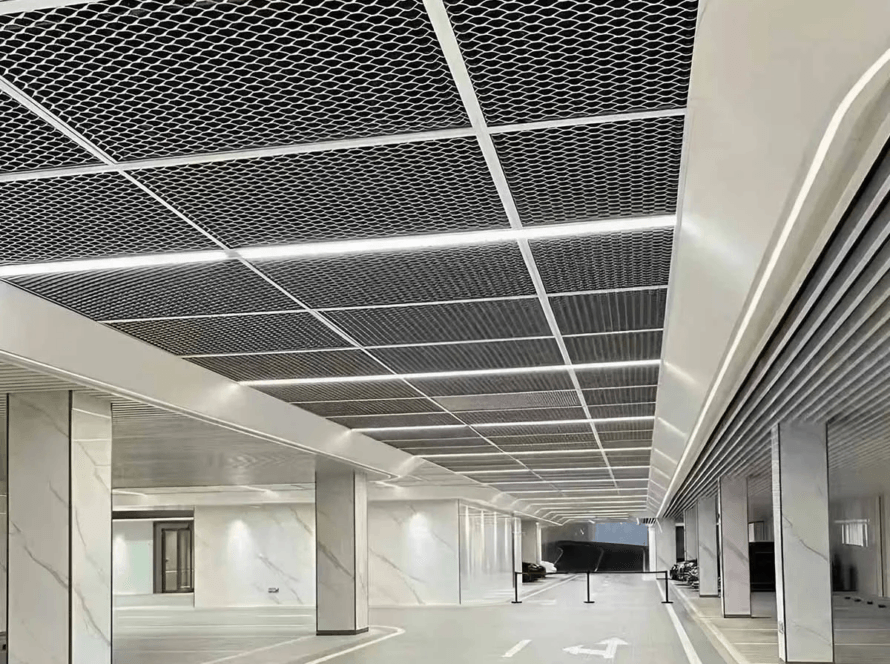 Aluminum Expanded Metal Mesh Ceiling Panels Custom Fbrication
