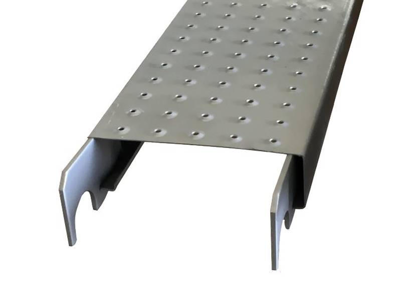 Steel scaffold plank with hooks